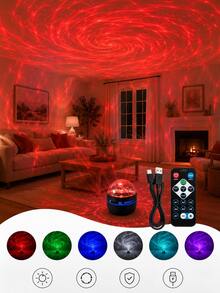 Creative Aurora LED Galaxy Projector Light, Dynamic Starry Night Glow, USB Powered Space Atmosphere Lamp With Stunning Nebula Effect, Romantic Decor For Bedroom, Living Room, Game Room, Party, Birthday, Family Gathering And Holiday Gift - Multicolor - View 9