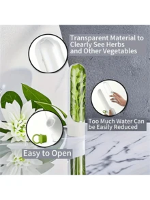 SOKANY 1pc Transparent Vegetable Storage Container, Herb Keeper, Refrigerator Storage Box. Transparent Shell, Plastic Material, No Battery Required. Suitable For Keeping Cilantro, Asparagus, Cucumber, Carrot, And Other Fresh Ingredients. - White - View 7