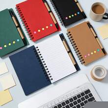 Aesthetic Kraft Paper Cover Spiral Notebook With Pen, 5-Color Sticky Notes And Index Tabs Set, Lined Pages Office And Study Notebook, Inspirational "Thank You" Journal, Compact Desktop Stationery Organizer, Portable Daily Work And Study Memo Planner, Smart Notebook, Stationery Store, School Supplies Labels, School, A4 Smart Notebook, Learning Supplies, School Subjects, Notebook, Binder, Sticky Notes, Cute Sticky Notes Set, Sticky Notes, Cute Sticky Notes, Sticky Notes Dispenser, Random Color Shipment - Multicolor - View 4
