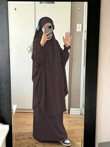 1pc Solid Color Muslim Abaya With Leg-Of-Gigot Sleeve And Cuff Design, Hijab Series, Suitable For Daily Wear And Prayer, Minimalist And Lightweight - Multicolor - View 19