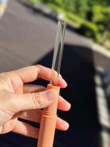 GASUDIN 1pc Reusable Glass Straw Set, Includes Portable Travel Storage Case And Cleaning Brush, Heat-Resistant Borosilicate Glass, 20cm Straight Straw, Suitable For Outdoor, Milkshake, Coffee, Milkshake, Dishwasher - View 5