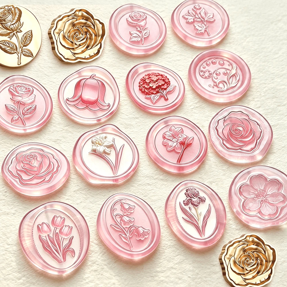1pc 3D Thickened Wax Seal Stamp Head, Embossed Floral Stamp Suitable For Envelopes/Greeting Cards/Gift Boxes DIY Decoration