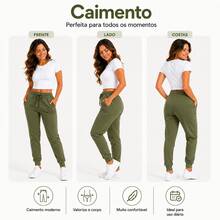 Thick Cotton Jogger Sweatpants With Pockets, Comfortable Style, Elastic Waistband. - 綠色 - 查看 4