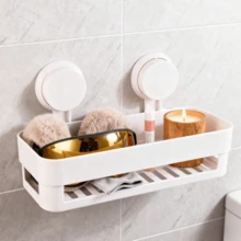 1 pieza Estante de almacenamiento multicolor con doble ventosa fuerte, estante de almacenamiento para baño y tocador, estante de almacenamiento para cocina, apto para uso doméstico - Multicolor - Ver 6