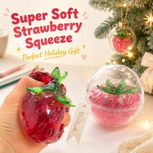 1pc 3D Realistic Transparent Strawberry Squeeze Toy, Super Soft Jelly Stress Relief Toy, Portable Pocket-Sized Sensory Toy For Anxiety Relief, Suitable For Students, Office Desk, Christmas, Holiday, Birthday Party, Healing Novelty Gift - Multicolor - View 1