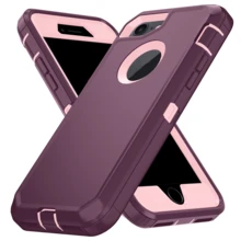Military-Grade Shockproof Heavy-Duty Full-Body Protective Phone Case, Anti-Scratch Durable 3-In-1 Protective Cover For IPhone, Galaxy, HONOR And Other Smartphones Birthday Gift - Wine Red Powder - View 21