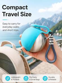 304 Stainless Steel Portable Dog Water Bottle, Spherical Leak‑Proof Pet Travel Water Dispenser With Carry Strap For Walking Hiking Outdoor Trips,Multi‑Color Optional - Multicolor - View 5