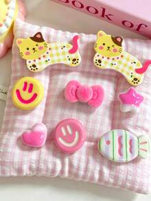 10pcs Cute Kitten Shoe Charms, PVC Detachable Decor, Perfect For Secondary Outfit Styling, Ideal Gifts For Friends, Classmates, Sisters & Lovers, - Multicolor - View 3