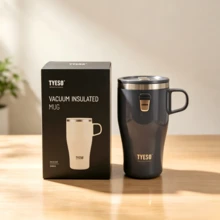 Tyeso 400ML Portable Stainless Steel Insulated Coffee Mug With Handle And Coffee Sticker, Suitable For Hot And Cold Drinks, Car Travel Water Cup, Office, Home, Outdoor Use - Multicolor - View 12