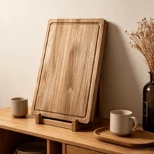 New Right-Angle Cutting Board With Rope, Kitchen Chopping Board, Wooden Cutting Board, Butcher Block, Heavy-Duty Chef Board With Tray, All-Wood Material, Easy-To-Clean Surface, Suitable For Meat, Cheese, Bread, Vegetables And Fruits - Charcuterie And Cheese Platter Board, Perfect For Food Slicing And Presentation, Portable Camping Cutting Board, Essential Kitchen Accessory - Brown - View 12