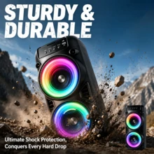 Portable Bluetooth Speaker, Multifunctional Speaker, Modern Audio Device, Dual Bass Portable Outdoor Wireless Speaker, Supports BT/USB/TF/TWS/MIC/Microphone, FM Radio, Suitable For Outdoor, Camping, Parties, Ideal Gift, Loud Stereo Speaker - View 7