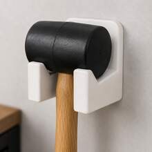 1pc Compact No-Drill Self-Adhesive Space-Saving Rust-Resistant Plastic Wall-Mounted Hammer Holder, Vertical Tool Storage Rack Organizer For Garage Workshop Workbench - A - View 7