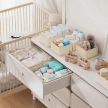 15pcs DIMJ Drawer Organizer Clothes Foldable Baby Organizers And Storage & Closet Organizers For Bedroom, Closet - Nursery Organization Dresser Dividers For Underwear, Sock,Bra, Belt, Tie, Beige - View 3