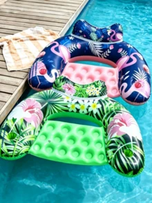 1pc Inflatable U-Shaped Forest Style Lounge Float, Pool Floating Boat, Adult Size Pool Float, Pool Raft Lounge Float, Suitable For Vacation Entertainment And Relaxation - Latest Model - View 1