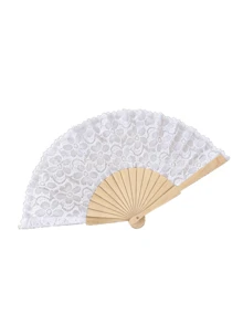 Vintage Spitzen-Faltfächer mit Rippen, Hochzeitsfotografie-Requisite, exklusiver Spitzen-Faltfächer für Brautjungfern bei Outdoor-Hochzeiten, eleganter Hochzeitsgast-Souvenir, tragbarer Spitzen-Handfächer - Antiker Fächer - Übersicht 15