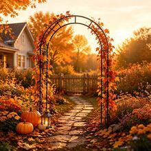 1pc Sturdy Outdoor Metal Garden Archway, Minimalist Curved Frame Without Mesh Design, Suitable For All Seasons Decoration - Spring Vines & Flowers, Autumn Fallen Leaves, Winter Snow Scenes, Wedding Yard Entrance Arch, Easy Assembly Climbing Plant Support - All-season - View 3