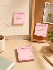 OBOVAY Notas adhesivas divertidas "Hablar talla grande tarde" en rosa, adecuadas para oficina tecnológica, cuaderno con tema de IA con bordes curvos rosas y sistema de etiquetas, papel de eficiencia para estudiantes, 50 hojas/libro - rosa - Ver 9
