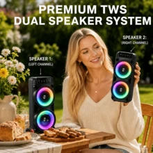 Portable Bluetooth Speaker, Multifunctional Speaker, Modern Audio Device, Dual Bass Portable Outdoor Wireless Speaker, Supports BT/USB/TF/TWS/MIC/Microphone, FM Radio, Suitable For Outdoor, Camping, Parties, Ideal Gift, Loud Stereo Speaker - View 8