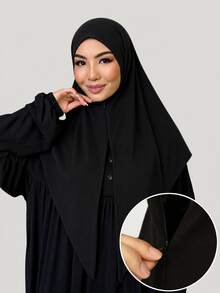 1pc/2pcs Women Solid Color Convenient Pullover Headscarf, Islamic Prayer Hijab Scarf, Versatile For Daily Wear For Dress - Solid Color Convenient Headscarf - View 14