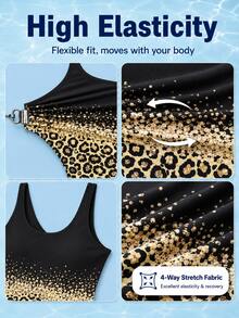 Summer New Fashion Women's One-Piece Swimsuit, Leopard Print Spaghetti Strap Swimwear, Perfect For Beach Vacation And Party - Multicolor - View 7