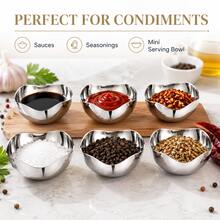2/4/6pcs Stainless Steel Wavy Sauce Bowls, Mini Dipping Dishes, Suitable For Sauce, Nuts, Snacks, Seasoning, Kitchen And Picnic Use - Silver - View 6