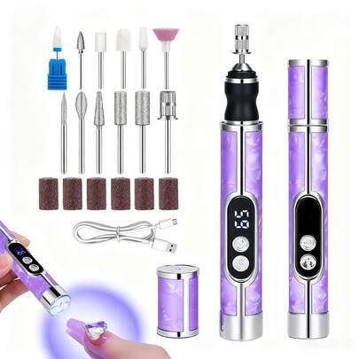 Portable Electric Nail Polisher, USB Electric Nail Polisher, LCD Screen, Nail Trimming And Polishing Styling Nail Tool, Used For Exfoliation, Polishing, Nail Removal, Multi-Function Nail Tool, Professional Electric Nail Removal And Polishing Tool