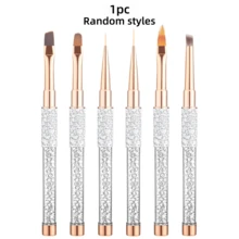 Diamond Rhinestone Nail Art Pen, Random Style Professional Nail Artist Painting Liner Flat Head Brush, Home Beginner Nail Art Painting Drawing Outlining Gradient Nail Art Tool Set - White - View 8