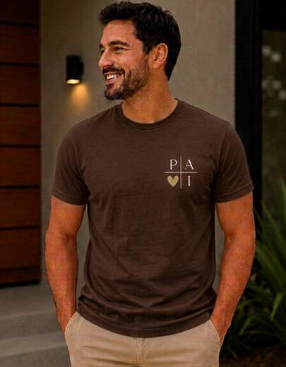 Camiseta Masculina Dia Dos Pais Estampa Pai Minimalista Papai Coração Presente 100% Algodão