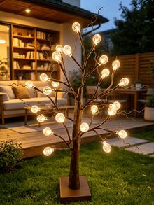 1件 60CM 24LED 氣泡球樹燈，USB電池供電 暖白色仙女燈樹，桌面夜燈，適用於家居聖誕派對裝飾 - 暖白色 - 查看 5
