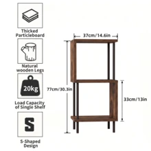 MTShining Narrow Sofa Side Table, Bedside Cabinet, Small Coffee Table And 3-Tier Storage Rack, Suitable For Living Room, Bedroom, Kitchen, Balcony And Study - Mocha Brown - View 6