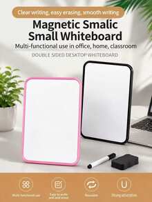 10pcs Magnetic Dry Erase Whiteboard Set, (1pc Whiteboard + 3pcs Whiteboard Markers + 3pcs Magnetic Clips + 3pcs Whiteboard Erasers) Portable Erasable Memo Board, Rounded Edge Design, Smooth Writing And Easy To Erase, Suitable For Refrigerator, Desk, Office, Home, To-Do List, Notes And Memo And Other Multiple Uses, - Black Frame Whiteboard Set - View 3