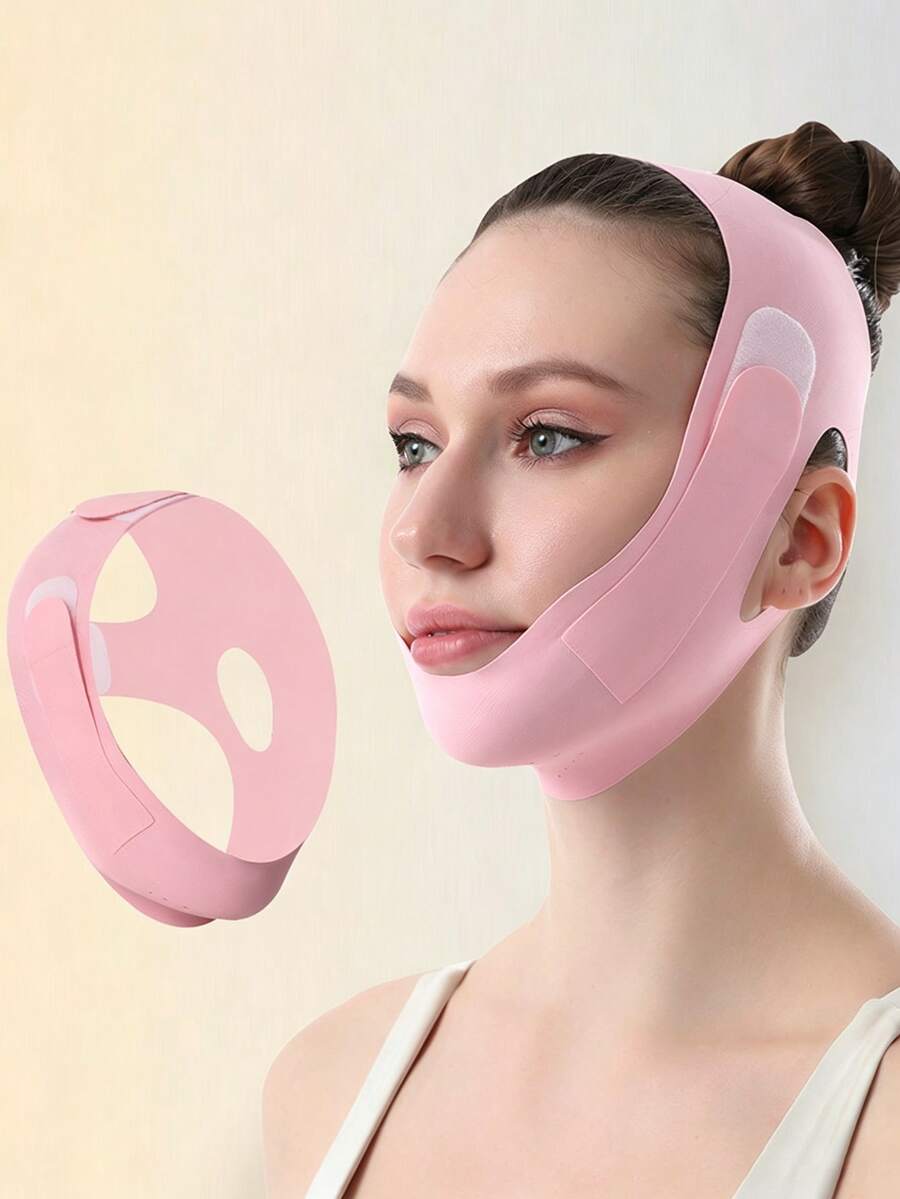 1 pieza Máscara facial rosa tipo venda, máscara para dormir para mujeres, apta para uso diario - Rosa - Ver 1