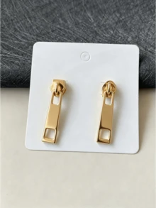 1 Pair Fashion Creative Zipper Lock Design Earrings, Minimalist Versatile Multi-Color Earrings - Multicolor - View 20