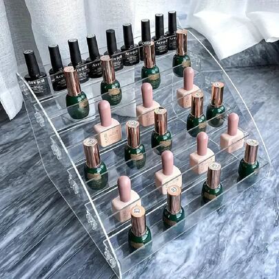 1 pieza Organizador de maquillaje de acrílico transparente, 6 niveles, organizador de escritorio, estantería transparente para exhibición de cosméticos en la mesa, para el almacenamiento de manualidades y suministros de arte. Lápiz labial. Perfume. Cosméticos. Soporte de exhibición. Multifuncional