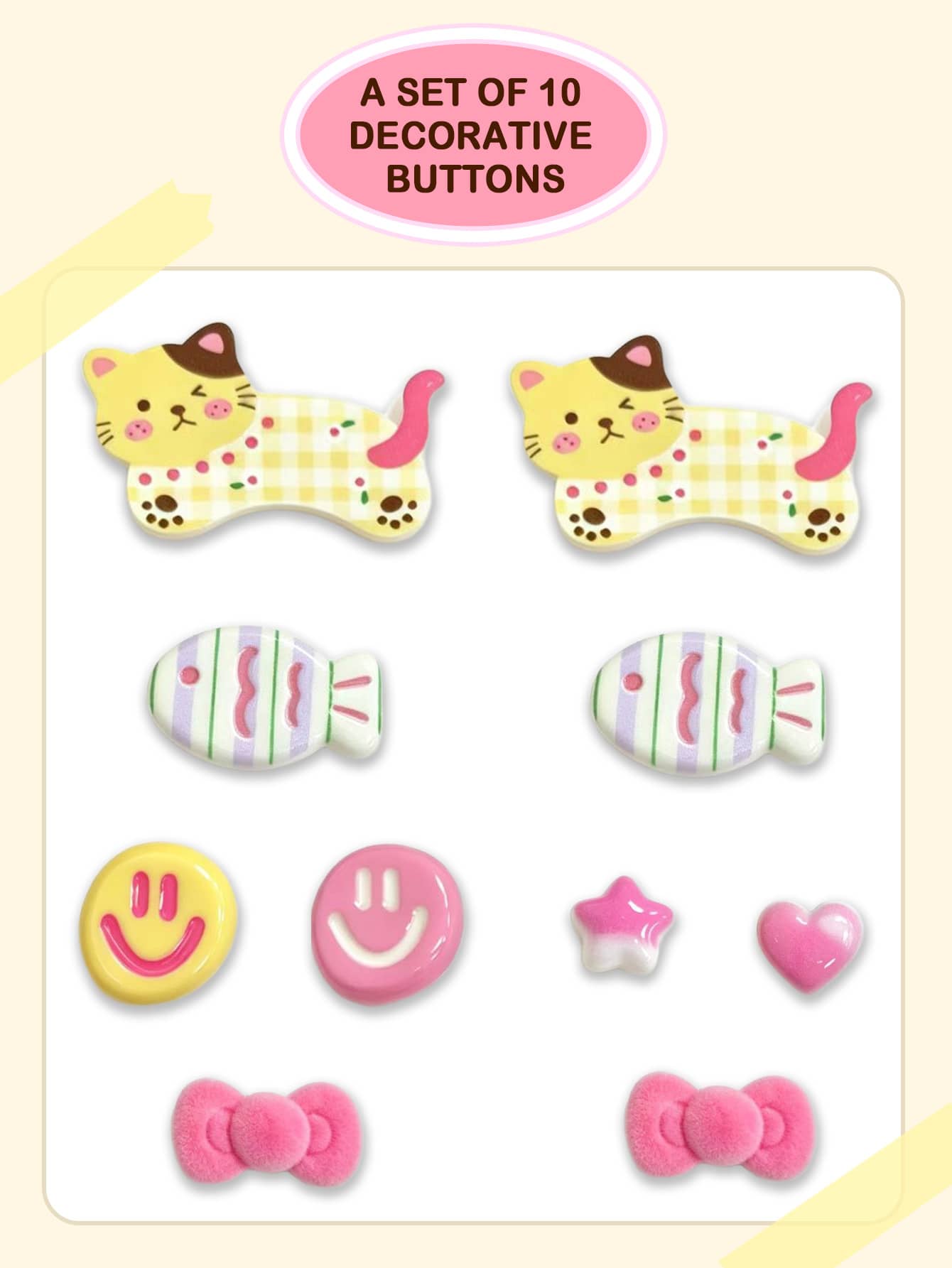 10pcs Cute Kitten Shoe Charms, PVC Detachable Decor, Perfect For Secondary Outfit Styling, Ideal Gifts For Friends, Classmates, Sisters & Lovers, - Multicolor - View 1