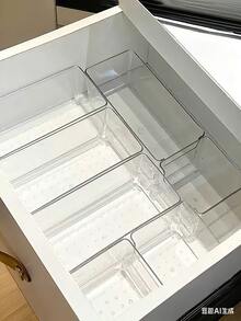 7/6/5/1pc Set Exquisite Transparent Desktop Cosmetic Storage Box, Customizable Vanity Organizer, Girls Eyeshadow Lipstick Perfume Face Mask Makeup Brush Storage Box, Makeup Organizer, Holiday Gift, Christmas Gift, New Year Gift - Clear - View 4