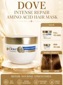Dove Intensive Repair Hair Mask, 260g Full Size/50g Sample, Repairs Damaged Hair, Reduces Frizz And Split Ends, Long-Lasting Smoothness, Suitable For (Dry/Frizzy/Dyed) Hair - 密集修護髮膜 - 查看 1