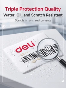DELI 11872 Three-Proof Thermal Label Paper, Three-Layer Three-Dimensional Structure, Suitable For Industrial Manufacturing, Corrosion-Resistant And Abrasion-Resistant, Strong Adhesion To Various Material Surfaces, White. - White - View 4