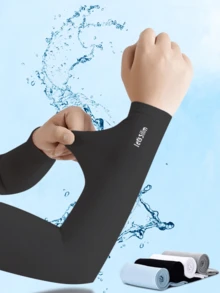 1 Pair Summer UV Protection Ice Silk Arm Sleeves, Compression Sun Protection Sleeves, Student Supplies Sun Block Arm Sleeves, Ice Silk Sleeves With Sun Protection Function, Summer Sun Protection Fingerless Gloves, Unisex, Suitable For Driving, Outdoor Activities, Fishing, Sports & Exercise - Multicolor - View 20