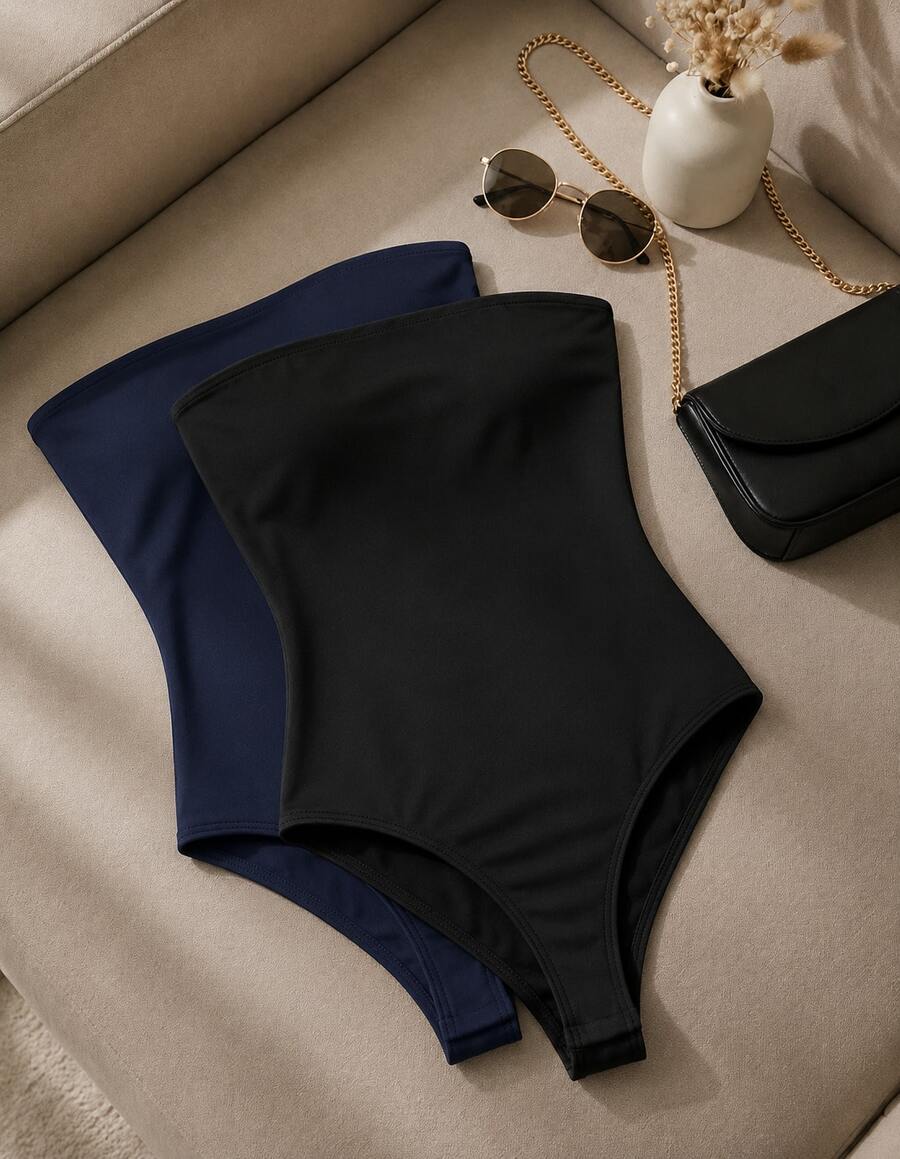 Women Bodysuits - 黑色和深藍色 - 查看 1