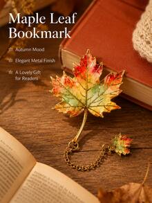 1 Piece Aesthetic Leaf Metal Bookmark, Novelty Hollow Page Marker, Must-Have For Book Lovers, Elegant Reading Accessory, Unique Gift For Reading Enthusiasts - Maple Leaf - View 14