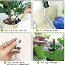 5个自动植物浇水装置，自吸水塑料球，室内/室外花卉浇水壶，盆栽植物滴灌配件 - 白色 - 查看 4