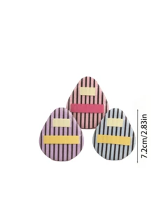 3pcs Hydrophilic Polyurethane Teardrop-Shaped Velvet Makeup Sponge Set, Soft Absorbent Makeup Sponge For Foundation, Concealer, Blending, Portable Travel Beauty Gift For Women (Differences May Exist Between Different Batches) - Multicolor - View 3