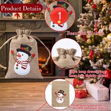 24pcs Christmas Gift Bags, Drawstring Closure - Santa Claus, Reindeer, Snowman Patterns - Faux Linen Material (1/6/12/24pcs) Suitable For Christmas Favors, Advent Calendar, Christmas Tree Decoration - Party, Office, Home Gathering - Holiday Candy Bags, Christmas Gift Bags, Holiday Candy Boxes, Holiday Patterns, Rustic Style Gift Bags, Party Favors, Reusable Packaging, Office Gifts - Multicolor - View 4