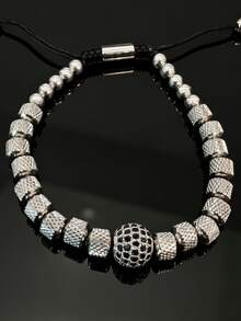 1pc Luxury Stainless Steel Micro-Inlaid Zirconia Ball Decor Braided Rope Bracelet, Suitable For Daily Wear, Can Be Given As A Gift To Boyfriend, Friend, Birthday Party (Bead Quantity Randomly Matched Combination) - Diamond Ball Bracelet - View 7