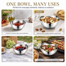 2/4/6pcs Stainless Steel Wavy Sauce Bowls, Mini Dipping Dishes, Suitable For Sauce, Nuts, Snacks, Seasoning, Kitchen And Picnic Use - Silver - View 10