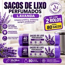 Saco de Lixo Perfumado Lavanda 34x38cm 10L | Resistente | Neutraliza Odores | Kit 80 Sacos - Visão 1