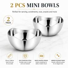 2/4/6pcs Stainless Steel Wavy Sauce Bowls, Mini Dipping Dishes, Suitable For Sauce, Nuts, Snacks, Seasoning, Kitchen And Picnic Use - Silver - View 13