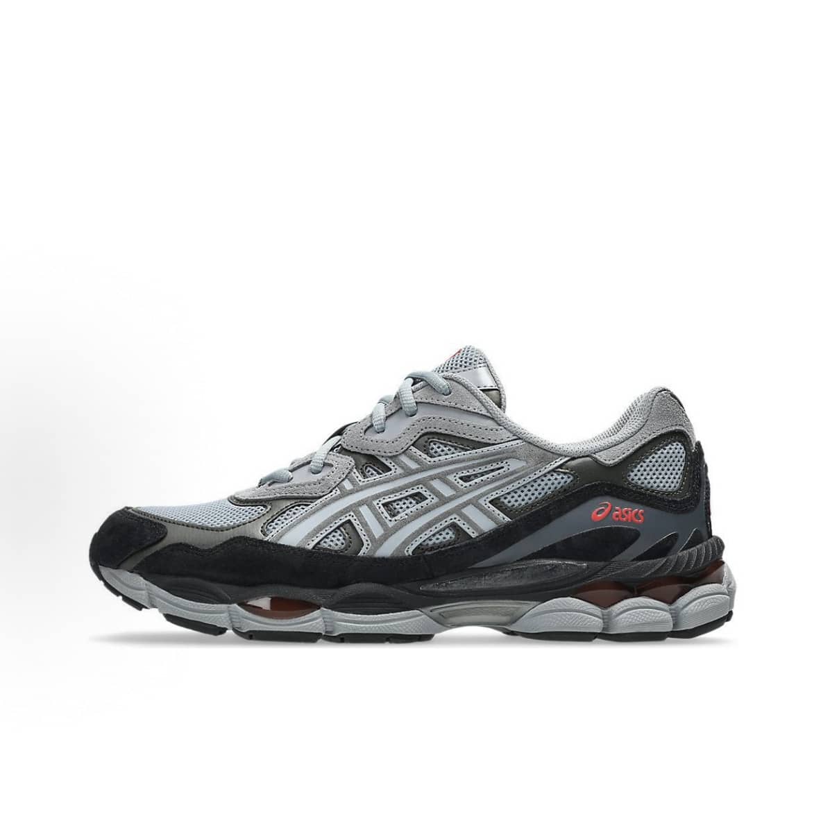 ASICS Gel-NYC Sneakers - Authentic Unisex Retro Lifestyle Running Shoes | Viral 2026 Sportstyle Urban Trainers | Premium Gel Technology Cushioning | Durable Suede & Mesh Performance Footwear | Classic Comfort Daily Sneakers - Grey Black Red - 查看 1