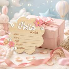 Hello World Newborn Sign - Wooden Hello World Welcome Sign, Flower Shape Newborn Announcement, Personalized Birth Announcement Board, For Newborn Gen - Bulletin Board - View 11